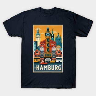 A Vintage Travel Art of Hamburg - Germany T-Shirt